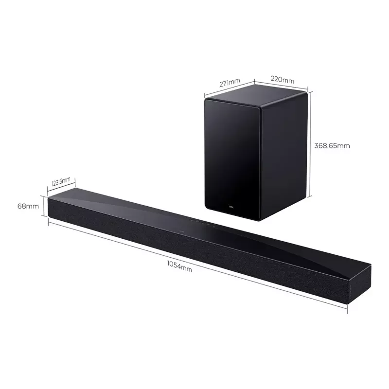 Barra de som TCL Q Q65H 5.1ch home cinema, 580 W RMS, subwoofer ativo sem fios 100 W, Dolby Atmos/DTS-X, preto