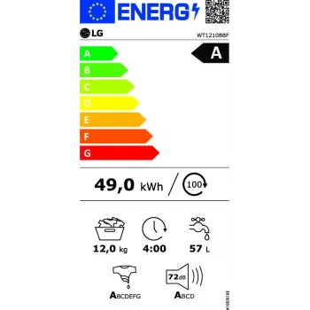 Máquina de lavar e secar LG WT1210BBF 22 kg 1400 rpm Preto