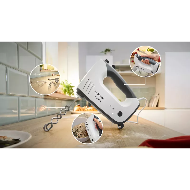 Batedeira de mão Bosch MFQ37490 750 W Cinzento, Branco