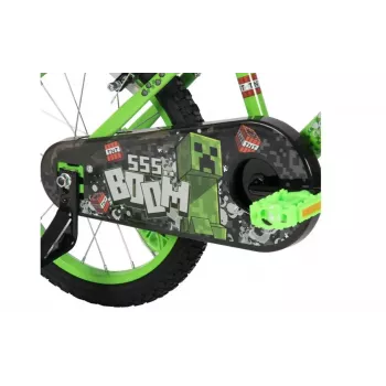 Bicicleta infantil HUFFY Minecraft 16 polegadas verde — quadro de aço de 16 polegadas, transmissão de velocidade única, travões de aro dianteiro/traseiro