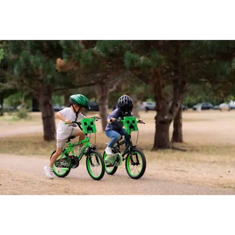 Bicicleta infantil HUFFY Minecraft 16 polegadas verde — quadro de aço de 16 polegadas, transmissão de velocidade única, travões de aro dianteiro/traseiro