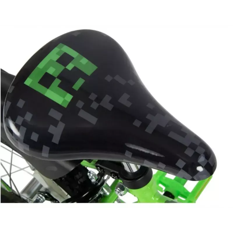 Bicicleta infantil HUFFY Minecraft 16 polegadas verde — quadro de aço de 16 polegadas, transmissão de velocidade única, travões de aro dianteiro/traseiro