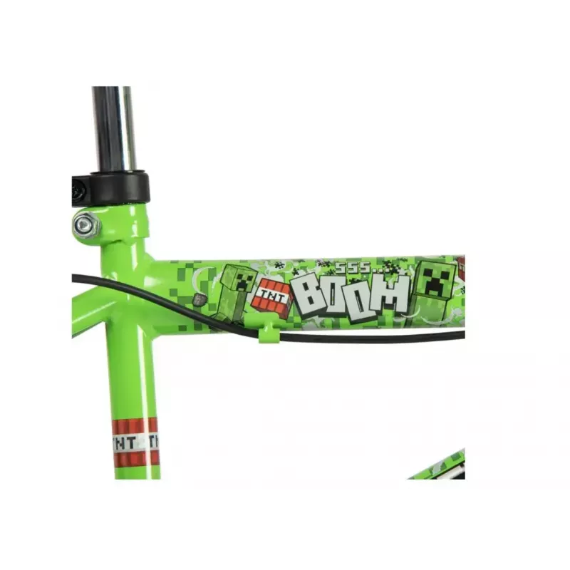 Bicicleta infantil HUFFY Minecraft 16 polegadas verde — quadro de aço de 16 polegadas, transmissão de velocidade única, travões de aro dianteiro/traseiro