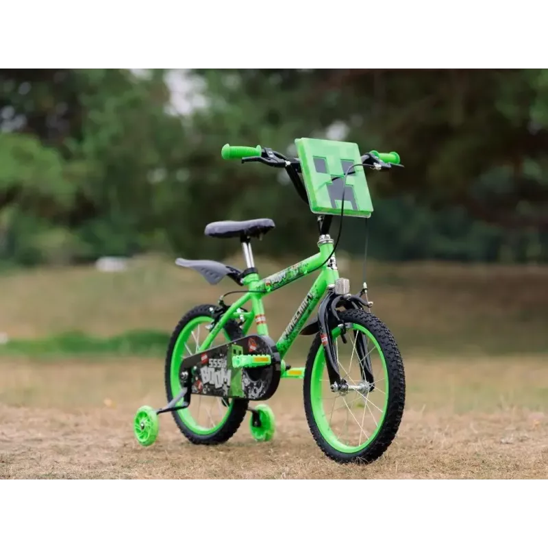 Bicicleta infantil HUFFY Minecraft 16 polegadas verde — quadro de aço de 16 polegadas, transmissão de velocidade única, travões de aro dianteiro/traseiro