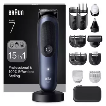 Máquina de barbear BRAUN All-in-One AIO7580 – sem fios recarregável, barbear a seco e molhado, 120 min. de autonomia, 21 definições de comprimento, corpo inteiro