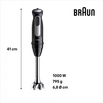 Braun MultiQuick 5 MQ55.254MBK 0,5 l varinha mágica 1000 W preto, aço inoxidável