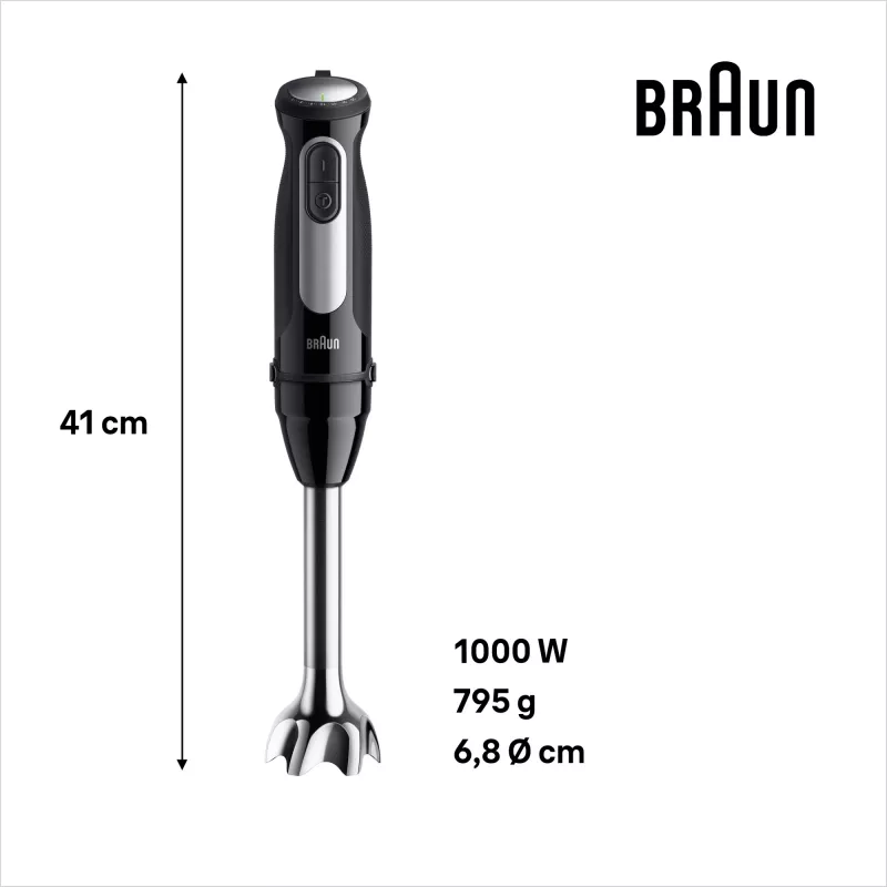 Braun MultiQuick 5 MQ55.254MBK 0,5 l varinha mágica 1000 W preto, aço inoxidável