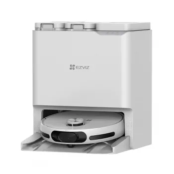 Aspirador robô EZVIZ RS20 Pro — Li-Ion 5200 mAh, 220 min de autonomia, 7200 Pa de potência de aspiração, estação de base com esvaziamento automático, navegação LiDAR, saco de pó 0,35 L, função de lavagem, branco