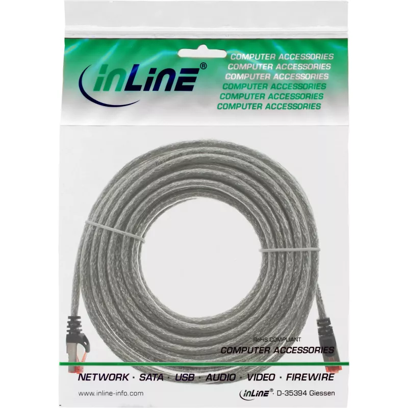 Cabo de rede InLine S/FTP PiMF Cat.6 250MHz PVC cobre transparente 30m