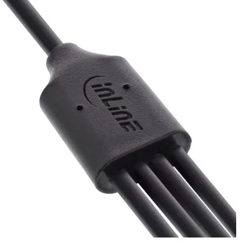 Cabo de carregamento em Y USB 4em1 InLine, 1x conector macho USB-A para 4x conector macho USB-C, preto 0,5 m