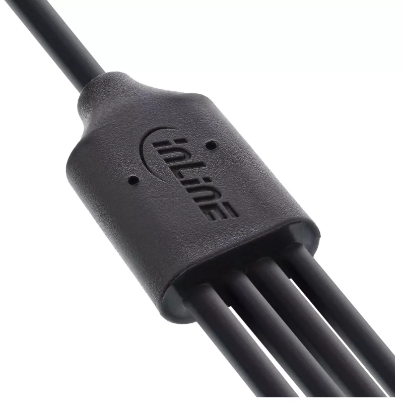Cabo de carregamento em Y USB 4em1 InLine, 1x conector macho USB-A para 4x conector macho USB-C, preto 0,5 m