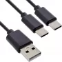 Cabo de carregamento em Y USB 2em1 InLine, 1x conector macho USB-A para 2x conector macho USB-C, preto 1 m