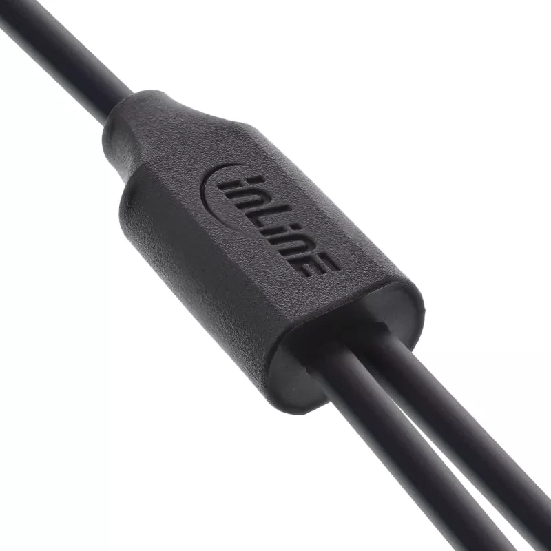 Cabo de carregamento em Y USB 2em1 InLine, 1x conector macho USB-A para 2x conector macho USB-C, preto 1 m