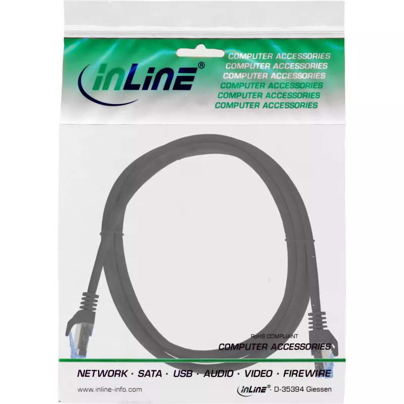 InLine 72603S cabo de rede preto 3 m Cat6a S/FTP (S-STP)