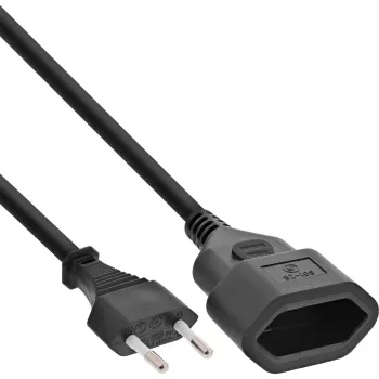 Cabo de alimentação InLine 16681S — H03VVH2-F, CEE7/16 para CEE7/16, 1 m, 250 V 2,5 A, preto