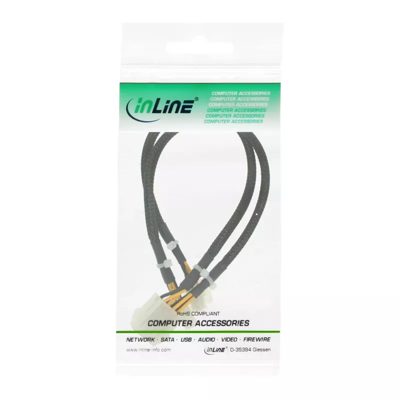 Extensão de alimentação interna InLine ficha 2x4 pinos / conector fêmea 8 pinos placa-mãe 0,30 m