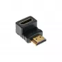 Adaptador HDMI InLine ficha/conector fêmea inclinado para baixo, dourado, 4K2K