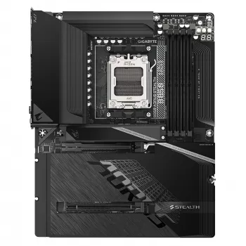 Placa-mãe GIGABYTE B850 AORUS STEALTH — ATX, Socket AM5, AMD B850, DDR5 até 8200 MHz (OC), 14+2+2 VRM, 2xPCIe5.0, 2xPCIe4.0 M.2, Wi‑Fi 7, 5GbE
