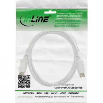 Cabo DisplayPort InLine 17211W, DisplayPort–DisplayPort, 1,5 m, branco, 7 mm de diâmetro
