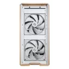 Caixa de PC Lian Li Lancool 217 Midi Tower — Branco e madeira, suporta ATX/EATX/Micro-ITX, 2x170 mm à frente, 1x140 mm atrás, 1×3,5 inch + 8×2,5 inch
