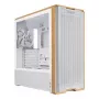 Caixa de PC Lian Li Lancool 217 Midi Tower — Branco e madeira, suporta ATX/EATX/Micro-ITX, 2x120 mm à frente, 1x140 mm atrás, 1×3,5