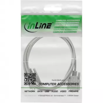 Extensão serial InLine, ficha / conector fêmea de 9 pinos, moldada, ligação 1:1, 20m
