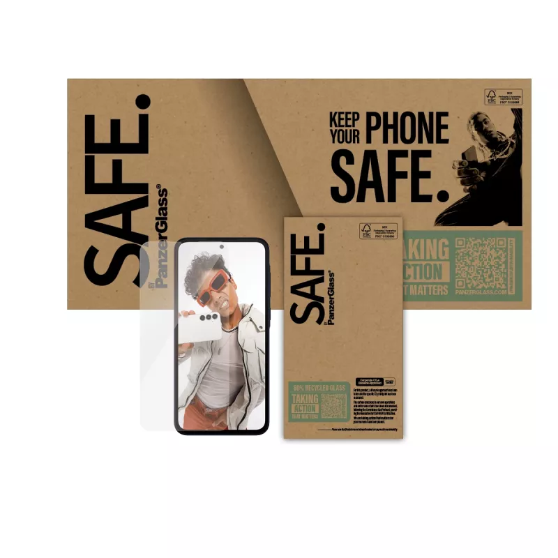 Proteção de ecrã PanzerGlass SAFE. para Samsung Galaxy A36 5G — vidro temperado, PET, silicone, transparente, 1 unid., Ultra-Wide Fit