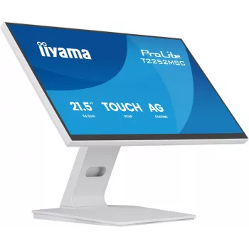 Monitor IIYAMA ProLite T2252MSC-W2AG 54,5 cm (21,4 polegadas) Full HD 1920x1080 LCD ecrã tátil, 5 ms, hub USB 3.2, altifalantes, VESA, branco