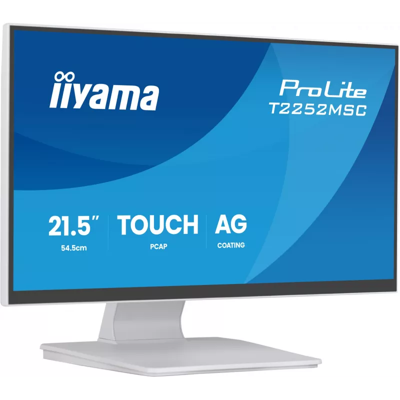 Monitor IIYAMA ProLite T2252MSC-W2AG 54,5 cm (21,4 polegadas) Full HD 1920x1080 LCD ecrã tátil, 5 ms, hub USB 3.2, altifalantes, VESA, branco