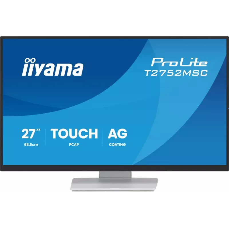 Monitor LCD com ecrã tátil IIYAMA ProLite T2752MSC-W1AG 27 polegadas 1920 x 1080 Full HD branco, 5 ms, USB 3.2 Gen1, altifalantes, VESA