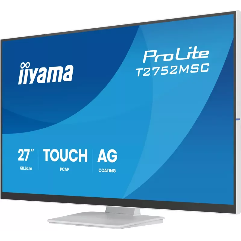 Monitor LCD com ecrã tátil IIYAMA ProLite T2752MSC-W1AG 27 polegadas 1920 x 1080 Full HD branco, 5 ms, USB 3.2 Gen1, altifalantes, VESA