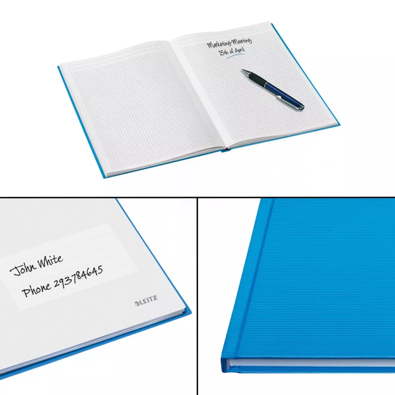 Caderno Leitz Solid Hardcover A5 quadriculado 90 g/m² 80 folhas, cor única, azul, A5, 80 folhas, brilhante, 80 g/m²