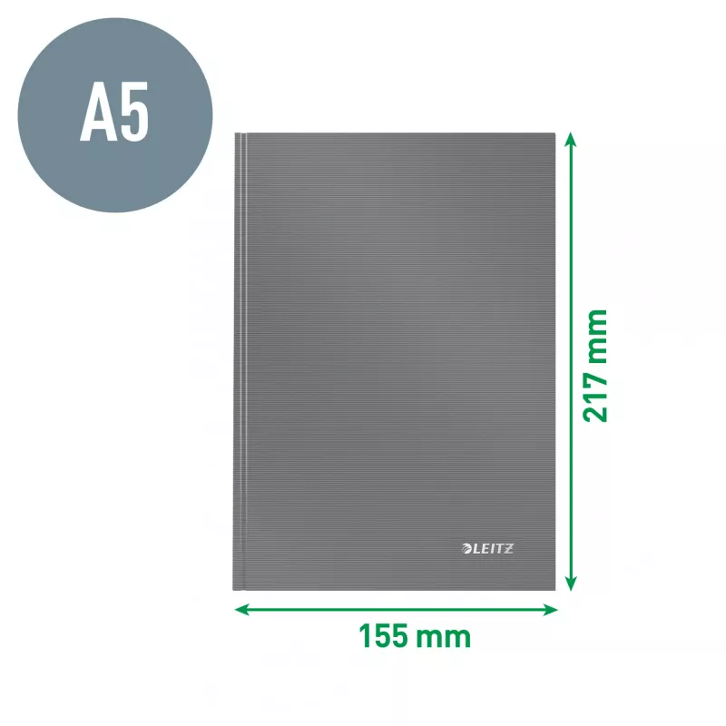 Caderno Leitz Solid Hardcover A5 quadriculado 90 g/m² 80 folhas, cor única, azul, A5, 80 folhas, brilhante, 80 g/m²