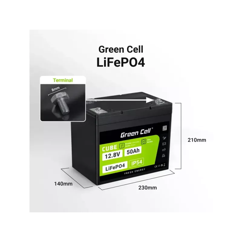 Bateria UPS Green Cell LFPGC12V50AH Lítio-Ferro-Fosfato 12V 50Ah 640Wh, descarga 75A