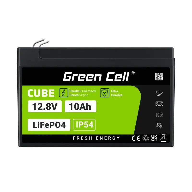 Bateria industrial recarregável Green Cell LFPGC12V10AH 12,8 V 10 Ah LiFePO4, 155 x 100 x 100 mm, 2 kg