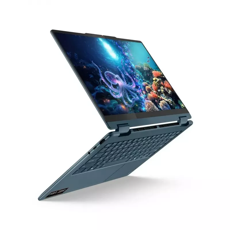 Portátil 2-em-1 Lenovo Yoga 7 14 polegadas OLED Touch, Ryzen AI 5 340, 16 GB LPDDR5, 512 GB SSD, Radeon 840M, 70 Wh, Tidal Teal