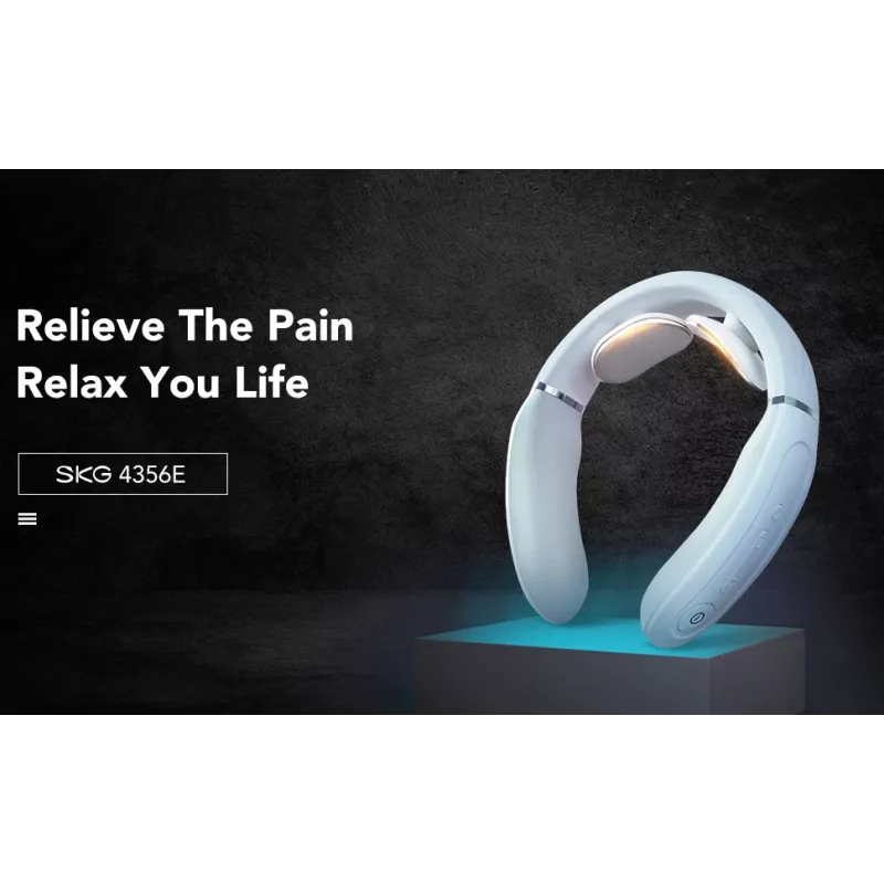 SKG 4356E - branco, massagem combinada, pescoço, branco, silicone, botões, bateria
