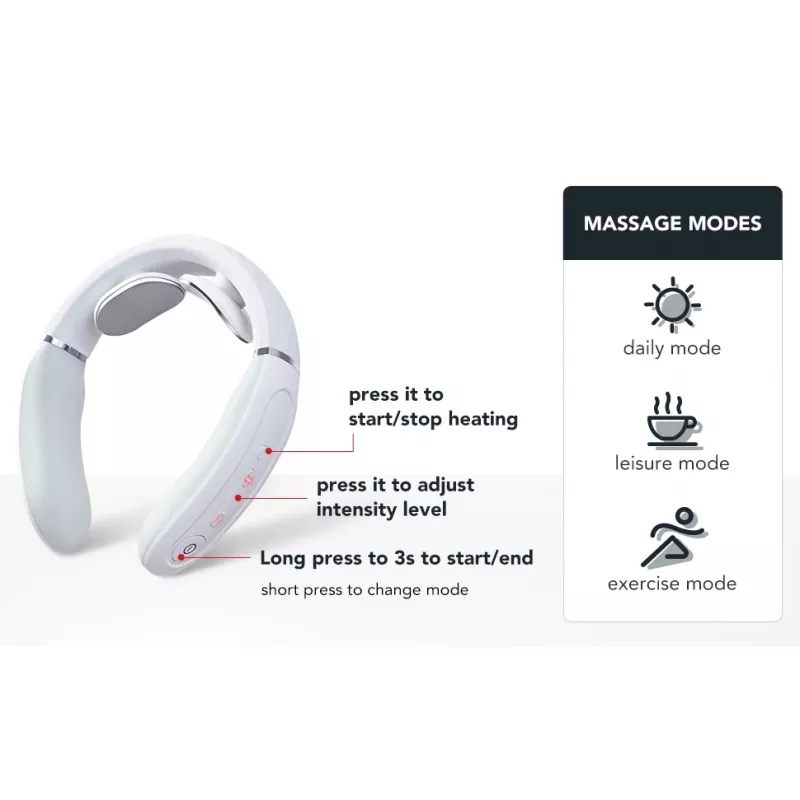 SKG 4356E - branco, massagem combinada, pescoço, branco, silicone, botões, bateria