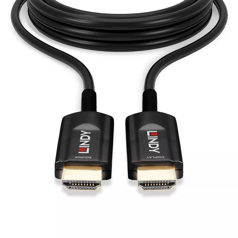 Cabo HDMI híbrido de fibra ótica Ultra High Speed Lindy 10m, 10 m, HDMI Tipo A (Standard), HDMI Tipo A (Standard), 48 Gbit/s, Audio Return Channel (ARC), preto