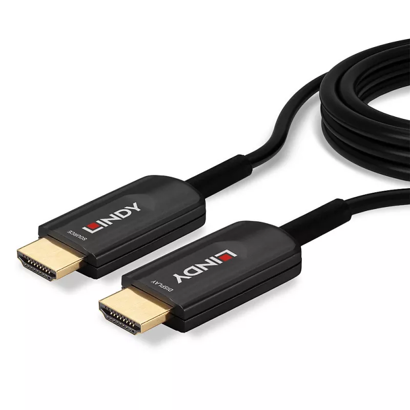 Cabo HDMI híbrido de fibra ótica Ultra High Speed Lindy 10m, 10 m, HDMI Tipo A (Standard), HDMI Tipo A (Standard), 48 Gbit/s, Audio Return Channel (ARC), preto