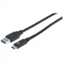 Cabo Manhattan USB-C para USB-A, 1 m, ficha macho para ficha macho, 10 Gbit/s (USB 3.2 Gen 2, também conhecido como USB 3.1), 3 A (carregamento rápido), SuperSpeed+ USB, preto, garantia vitalícia, equivalente a USB31AC1M