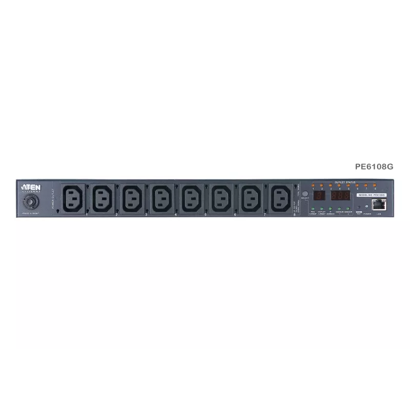 PDU com comutação e medição ATEN 1U 10A 8 tomadas + software Eco PDU Manager gratuito