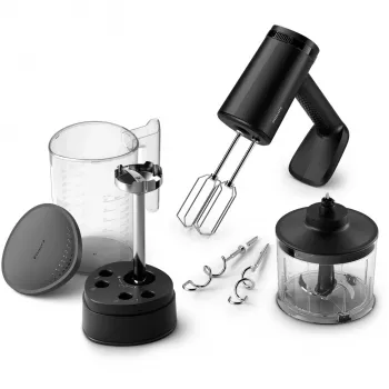 Batedeira de mão Philips HR3781/20 — 500 W, 5 velocidades, turbo, preta, inclui batedores, ganchos para amassar, picadora, copo medidor