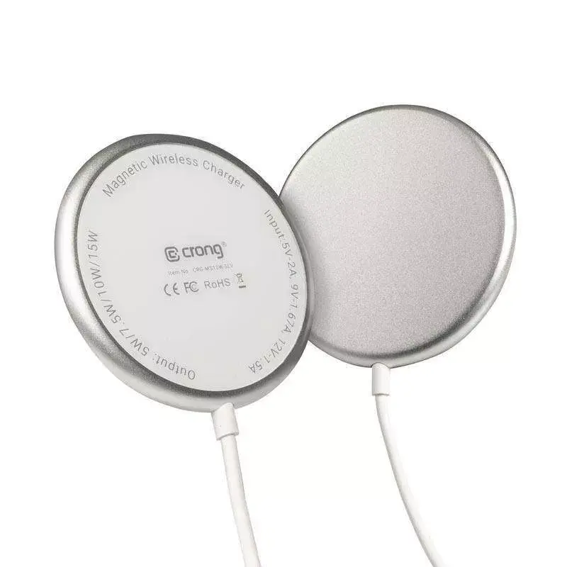 Carregador sem fios Crong MagSpot CRG-MS15W-SLV Carregamento rápido Interior DC
