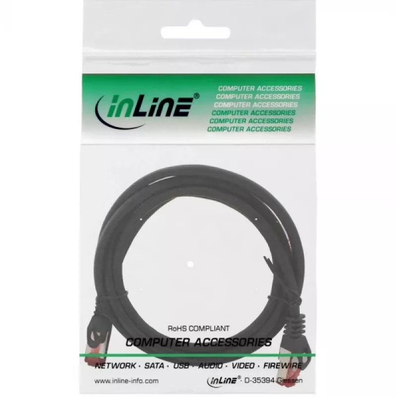 InLine Cabo de rede S/FTP PiMF Cat.6 250MHz cobre isento de halogéneos preto 3m