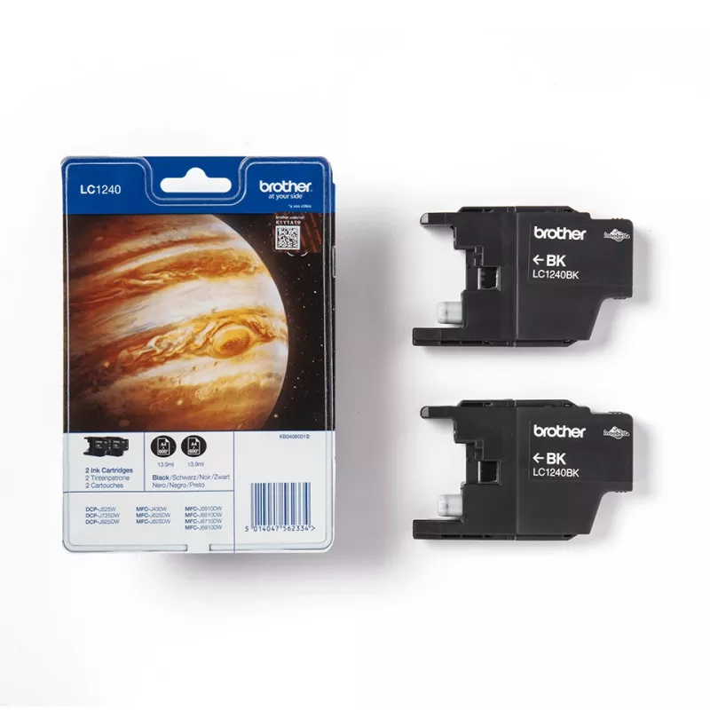 Brother LC1240BKBP2 embalagem dupla de cartuchos de tinta, 2 x preto, 600 páginas