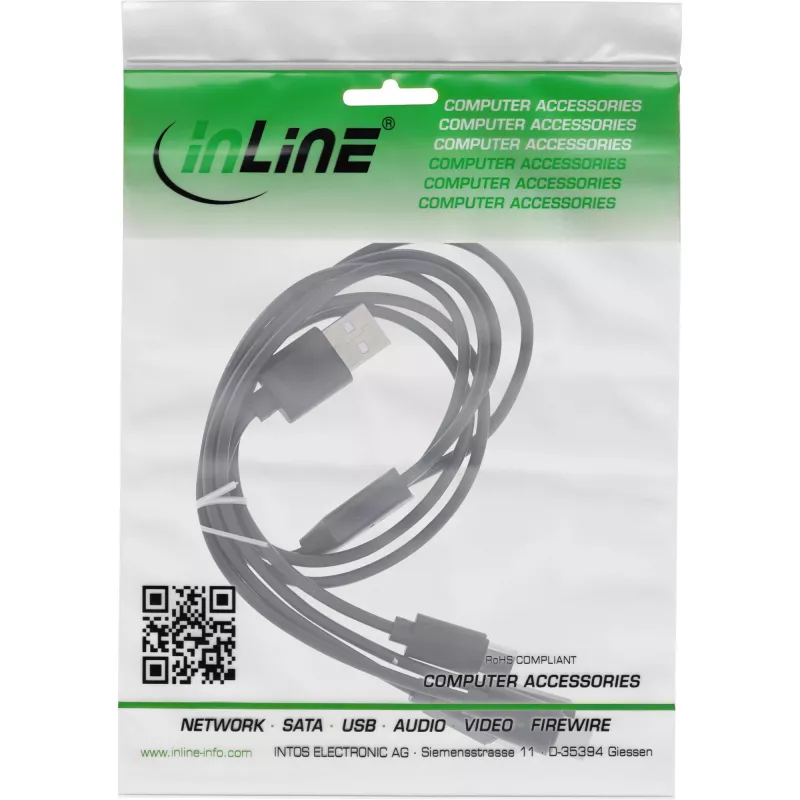 InLine Cabo de carregamento em Y USB 4em1, 1x USB-A macho para 4x USB-C macho, Preto 1 m