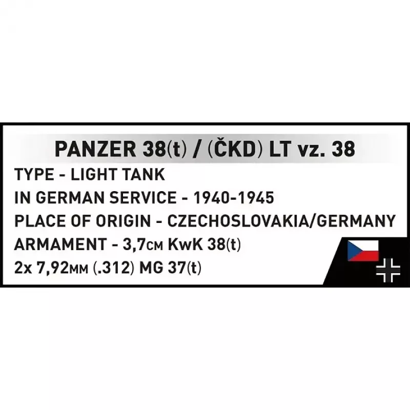 Conjunto de construção Cobi Blocks Panzer 38 VZ.38 690 elementos – kit de modelo à escala