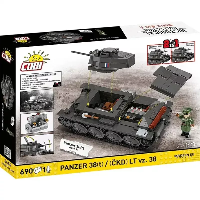 Conjunto de construção Cobi Blocks Panzer 38 VZ.38 690 elementos – kit de modelo à escala
