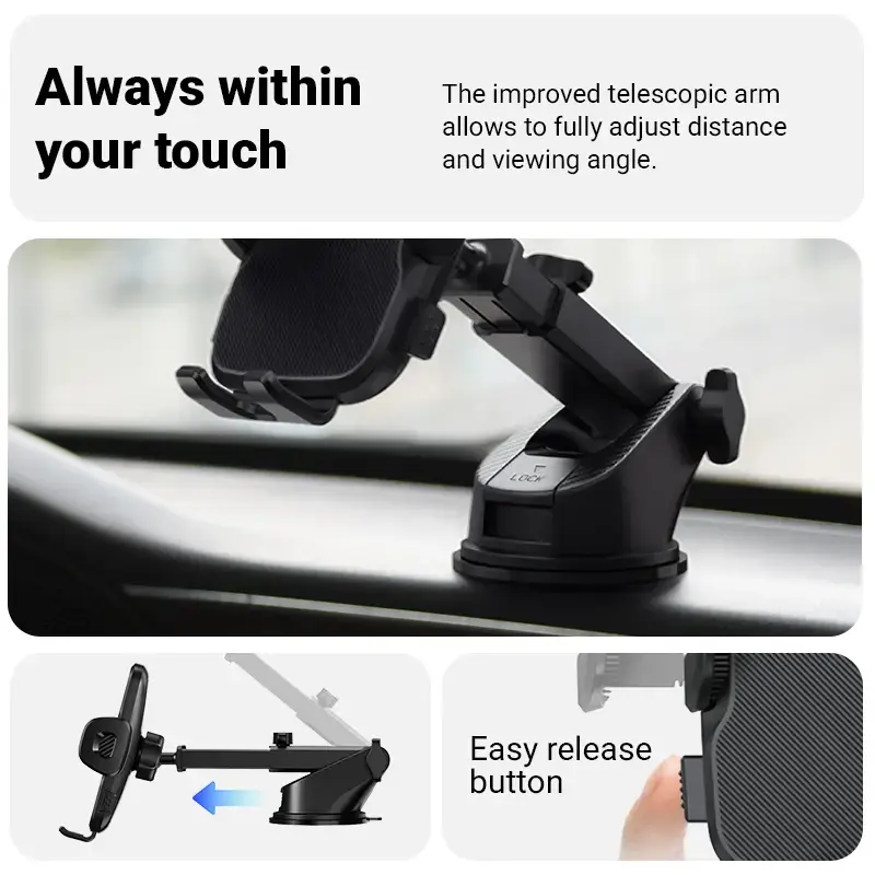 Suporte para automóvel Crong Carclip para painel e para-brisas, passivo, para smartphones, preto (carbono)